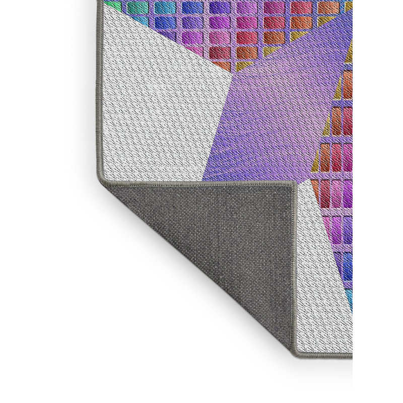 Tapis mauve / bleu / crème, Rectangle 5 pi x 7 pi
