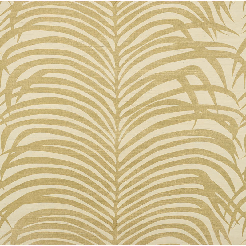 Papier peint zèbre palmier en sisal, Or sur ivoire
