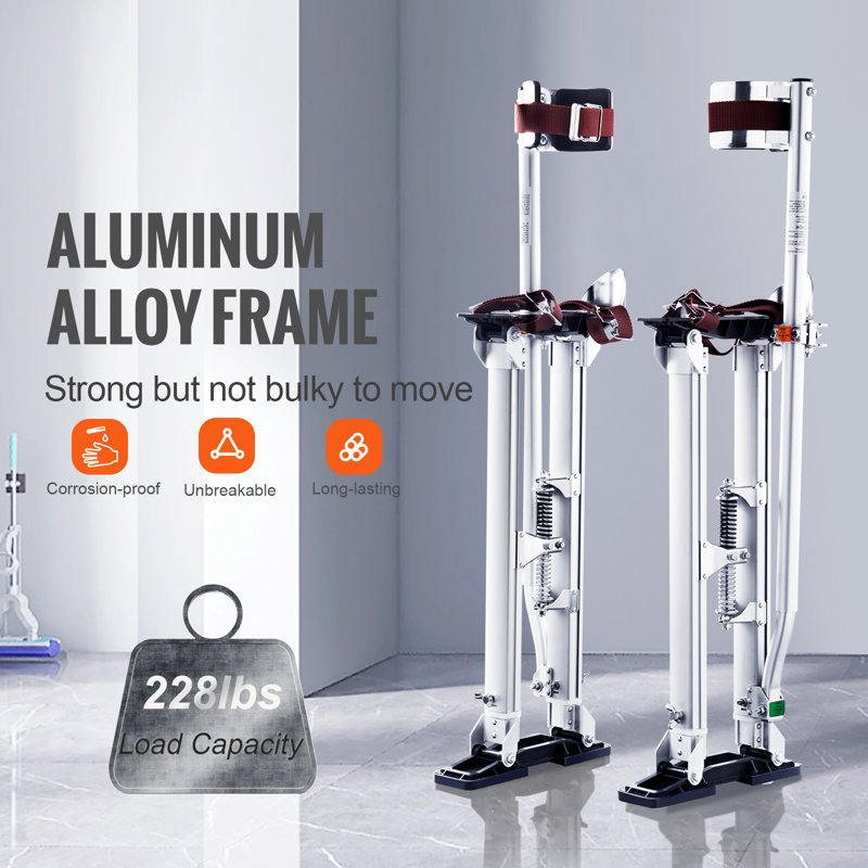 Jaliah Drywall Stilts Aluminum Tool Stilts 24''-40'' Adjustable Painting Silver