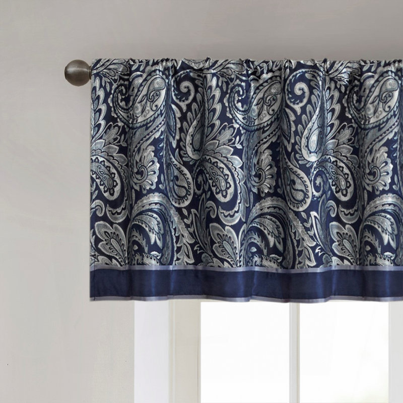 Jacquard Window Valance Navy 50x18"