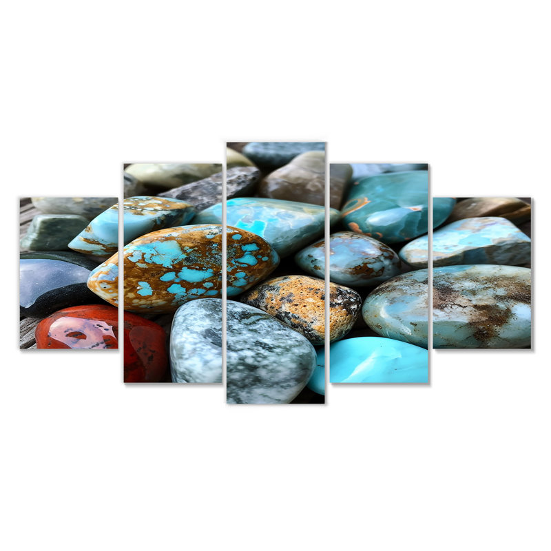 Ensemble de 5 roches turquoise et spirituelles, H 32 po x l 60 po