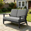 Causeuse d'extérieur en teck massif avec coussin et accoudoirs-605673263-605673260