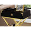 Table d'appoint polyvalente pour le salon - Finition et poignée en métal doré côté compact avec tiroir et pieds en stratifié brun
