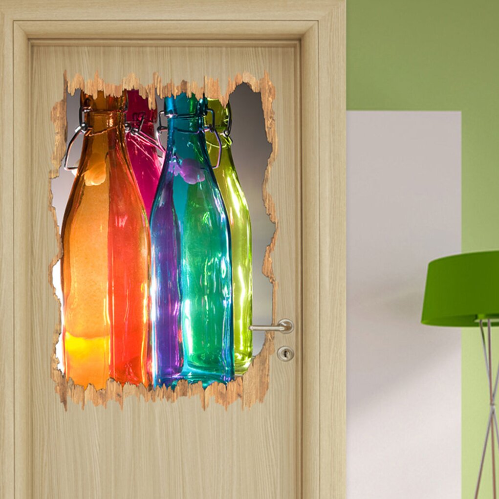 Bunte Glasflaschen Wandaufkleber