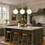 3 -Light Kitchen Island White Glass Pendant