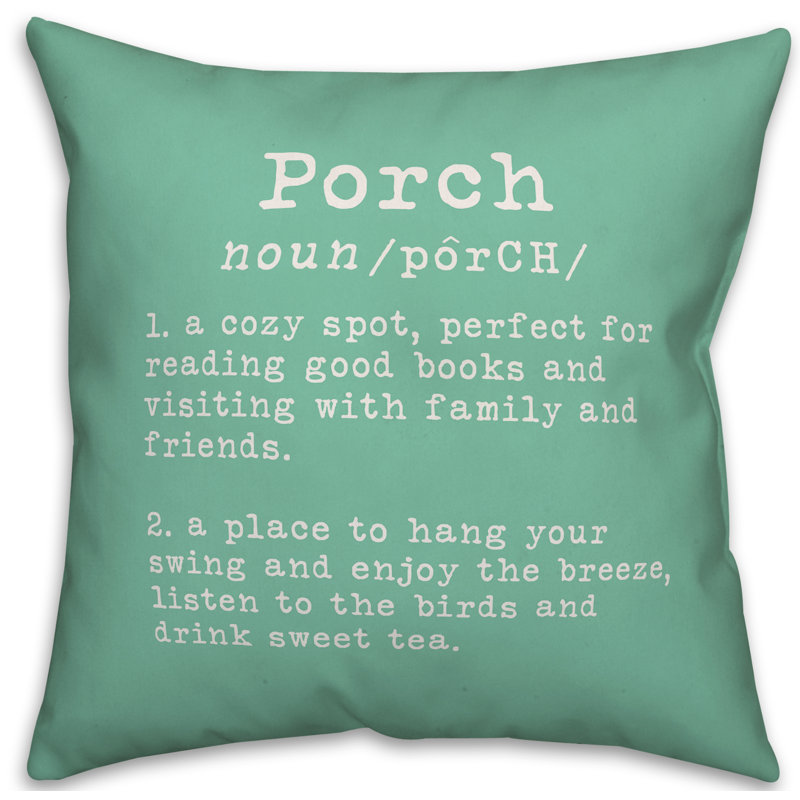 Textual Outdoor Throw Pillow, Mint Green, 16" H x 16" W