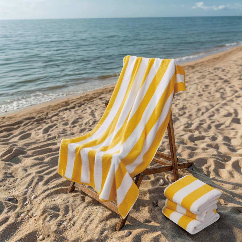 Oceanfront Resort Classic Cabana Beach Towel Set, Yellow