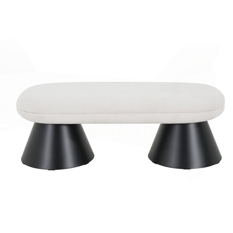 Banc de salle à manger moderne Tommy, Beige, H 17,5 po x l 50,75 po x P 18,75 po, Noir