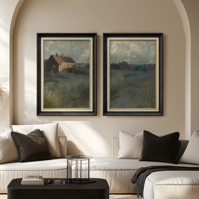 Ensemble de 2 œuvres d'art abstraites encadrées de qualité supérieure sur toile de qualité supérieure avec cadre de 26 po x 36 po