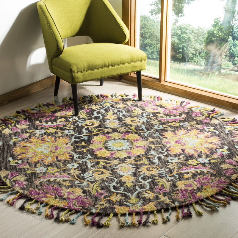 Broadmoor Blossom Hand Tufted Wool Floral Rug, Round 6'