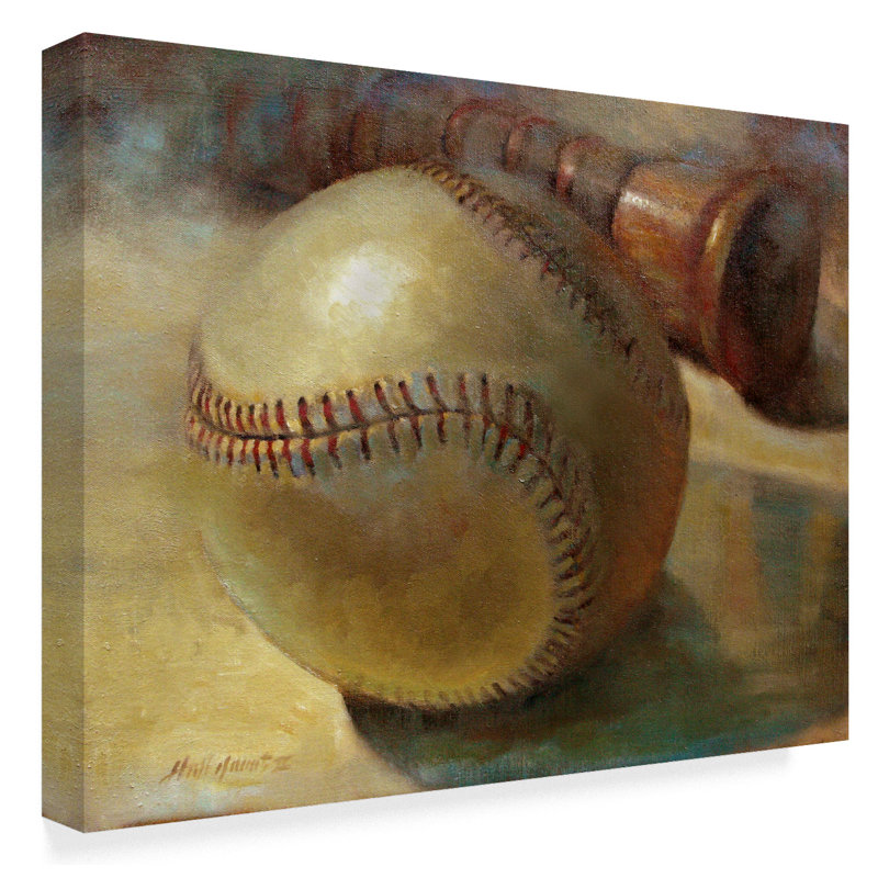 Hall Groat II Baseball with Bat Canvas Art 14x19