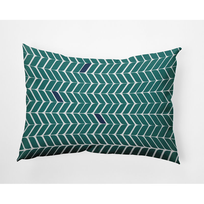 Coussin intérieur / extérieur Modern, H 14 po x l 20 po, Bleu sarcelle, Rectangle