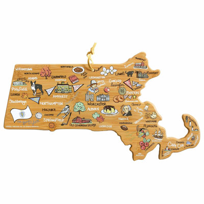 Planche à découper et servir Massachusetts avec œuvre d'art par Fish Kiss