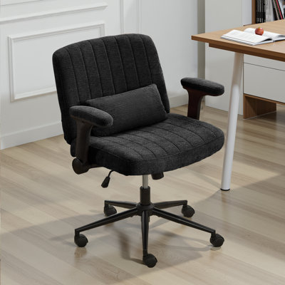 Criss Cross Office Chair With Wheels And Adjustable Flip Arms, Wide Cross Legged Desk Chair For Home Office, Bedroom, Flat