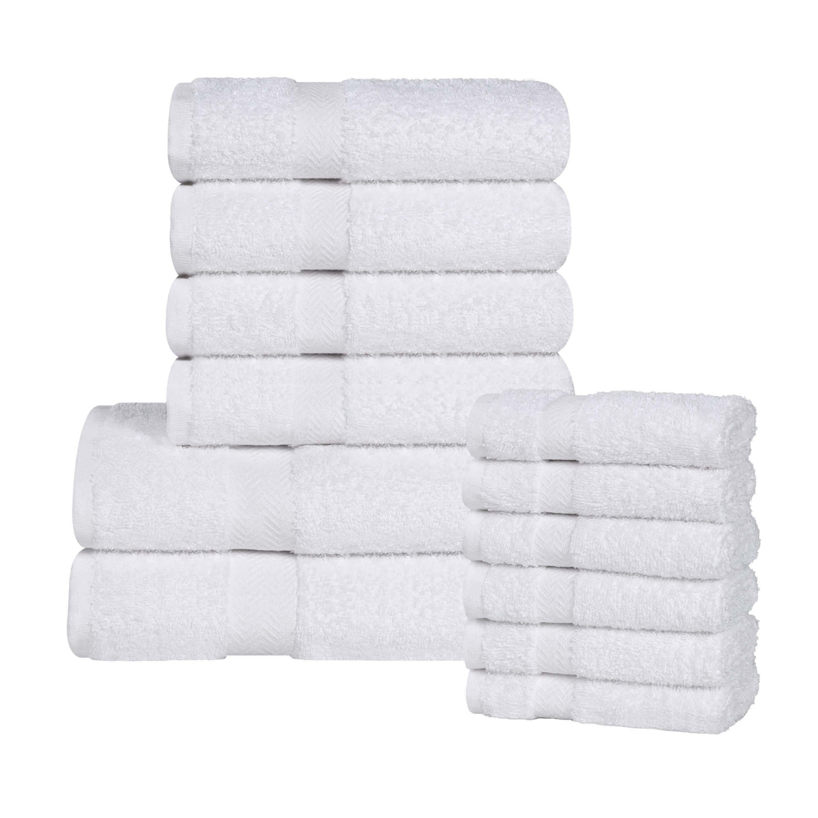 12-Piece Quick-Drying Cotton Towel Set, White
