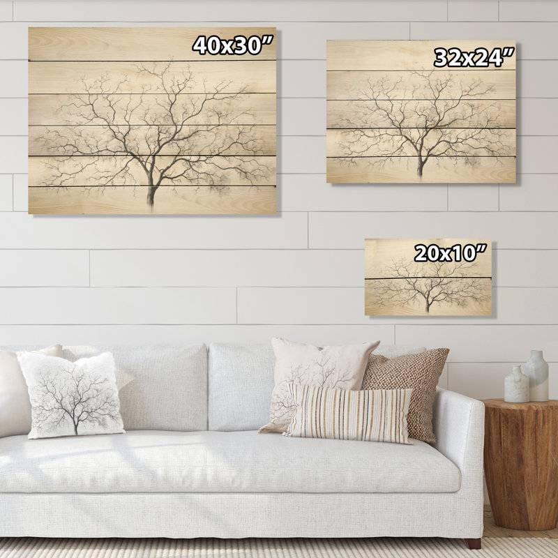 Érable blanc et gris minimalisme - érable, art sur bois de pin naturel, H 24 po x l 32 po