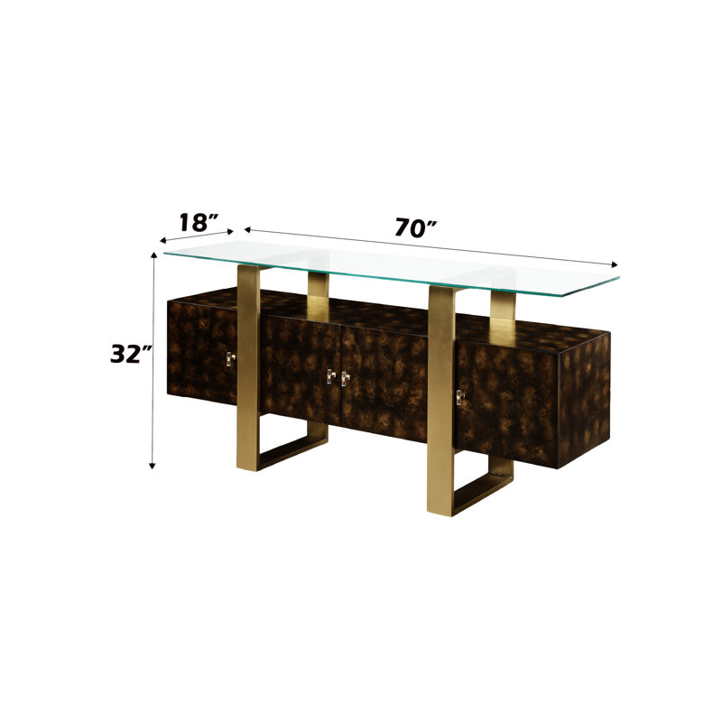 Buffet, table de buffet, armoire de salle à manger, crédence de bureau avec plateau en verre trempé
