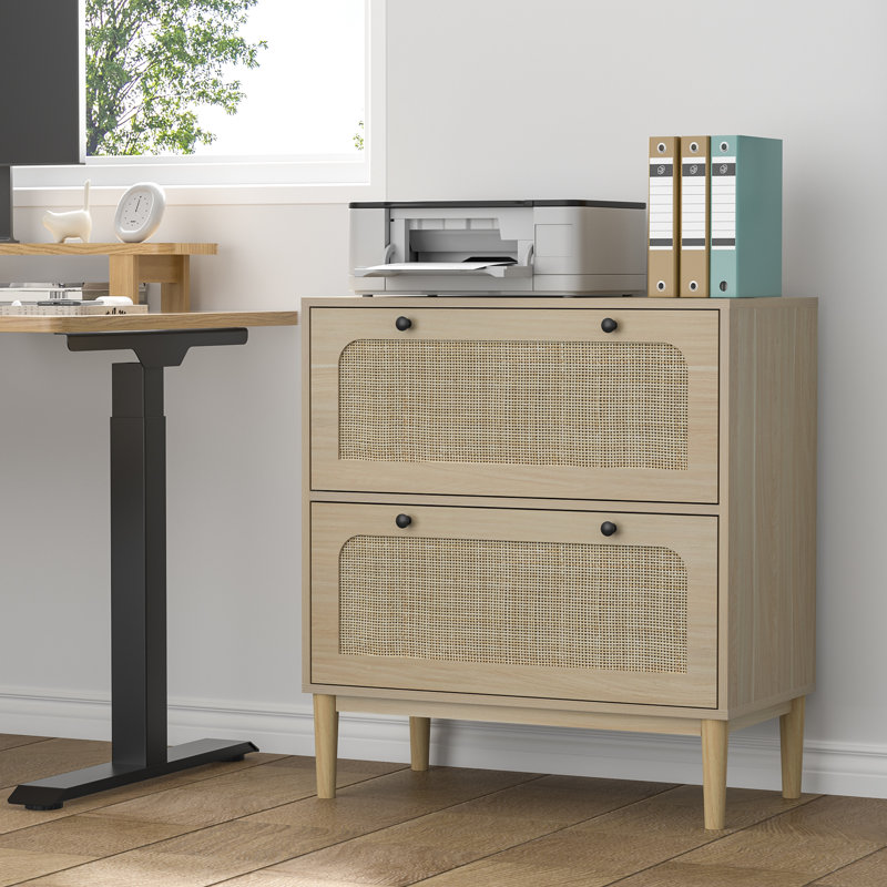 Cassiday 30'' Wide 2 -drawer Filing Cabinet With Adjustable Hanging Bar, Oak