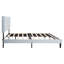 Lit moderne grand avec tête de lit en lin, aucun sommier nécessaire, assemblage facile, envers en lattes de bois rembourrées de couleur grise, à assembler, abat-jour, capacité de poids de 600 lb-1219975642-1219975647