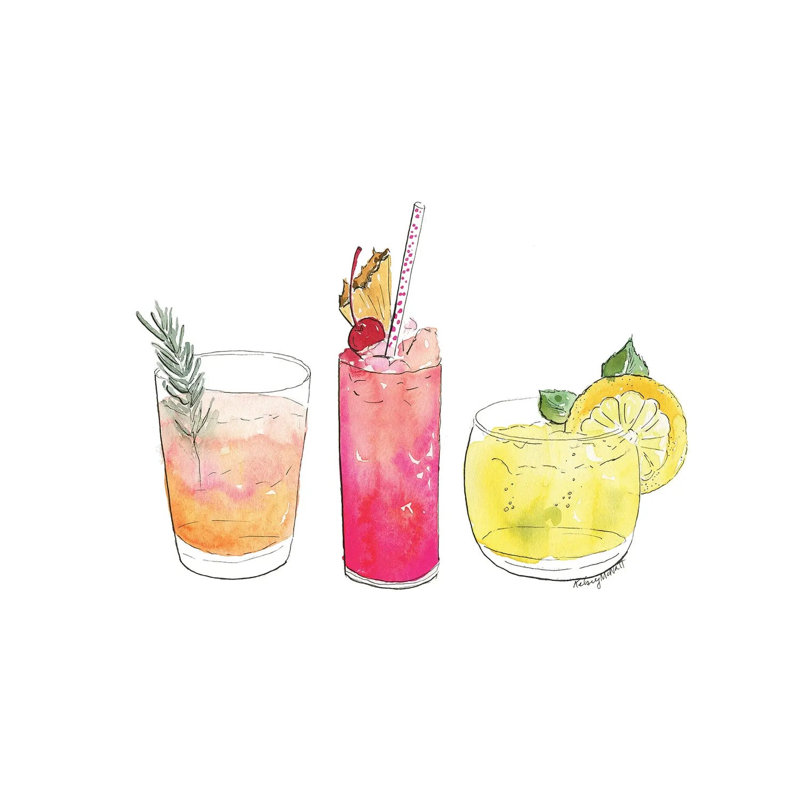 Summer Cocktails by Kelsey McNatt - Wrapped Canvas Painting, 20.32cm H x 30.48cm W