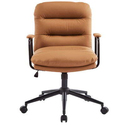 2-Layers Cushioned Faux Cat Paw Leather Armrest Swivel Office Chair by 17 Stories