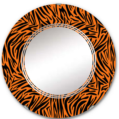 Orsino Orange And Black Zebra Skin - Animals Wall Mirror