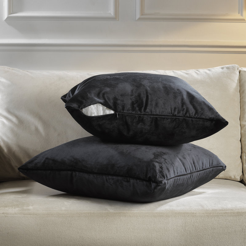 Matte Velvet Pillow Cover, 20" x 20", 70 Black