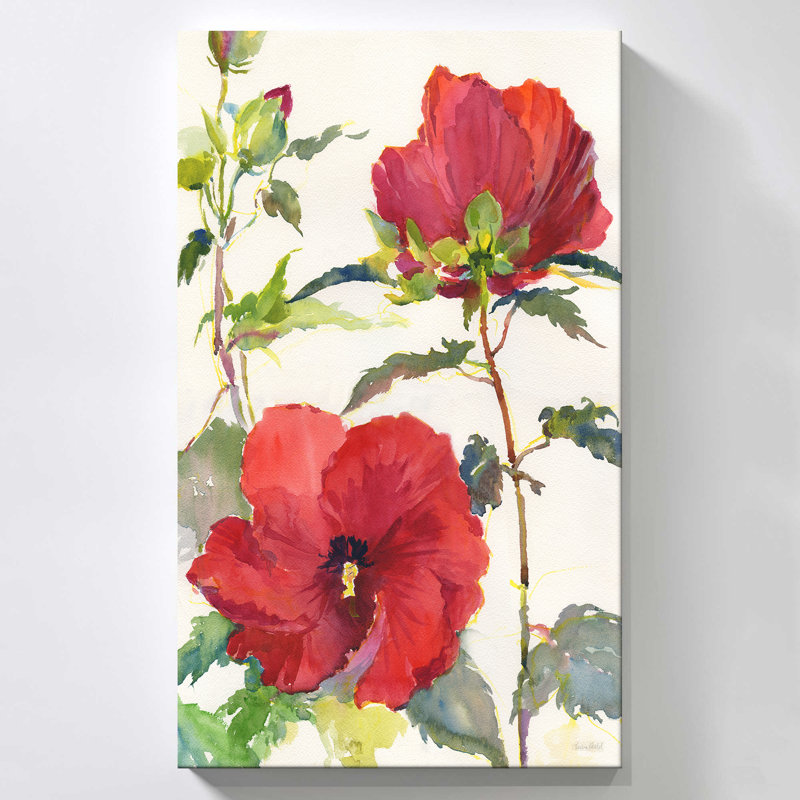 "Hibiscus Glow II" par Theresa Heidel, reproduction sur toile, H 60 po x l 36 po x P 1,5 po