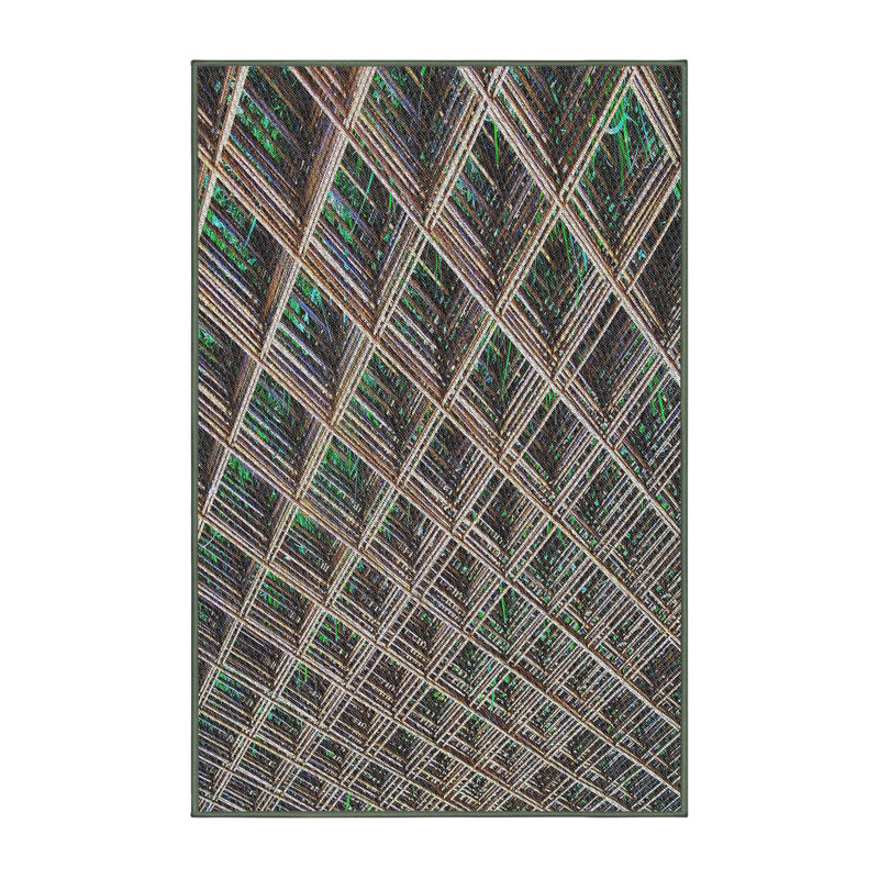Tapis brun/vert tissé à la machine, Rectangle 7 pi x 9 pi