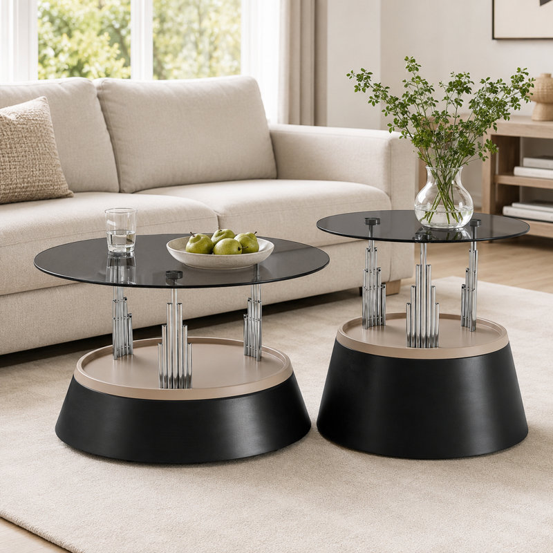 Ensemble de 2 tables basses gigognes, Noir