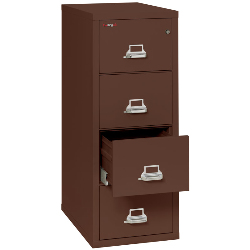 Fireproof 20.8125'' Wide 4 -Drawer Steel File Cabinet, Brown, Combination Lock, 52.75'' H X 17.75'' W X 31.56'' D