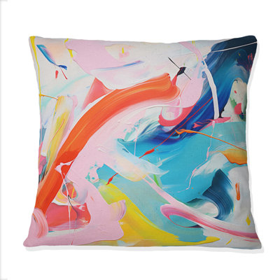 Coussin décoratif rose et bleu Rhyth and Flow I - Abstract Shapes