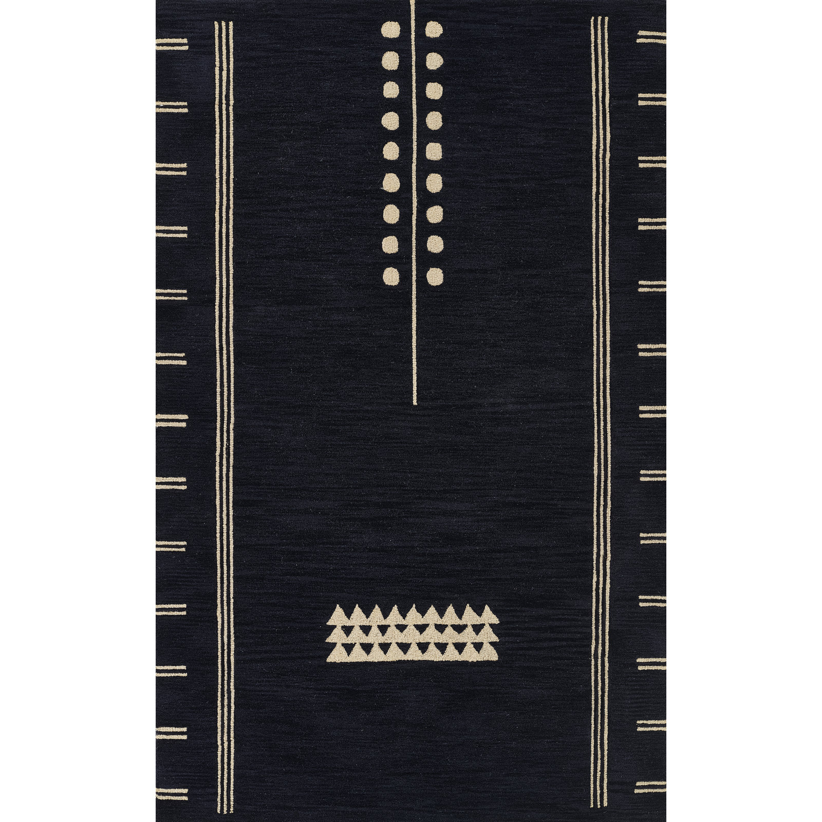 Sameer Hand Tufted Wool Navy/Sand Rug, Rectangle 3'6" x 5'6"