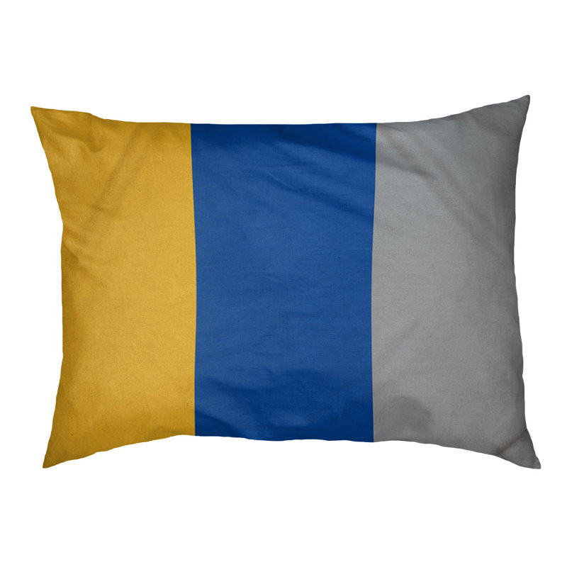 Oreiller rectangulaire New York, Moyen (L 30 po x l 40 po), Or / bleu royal / gris