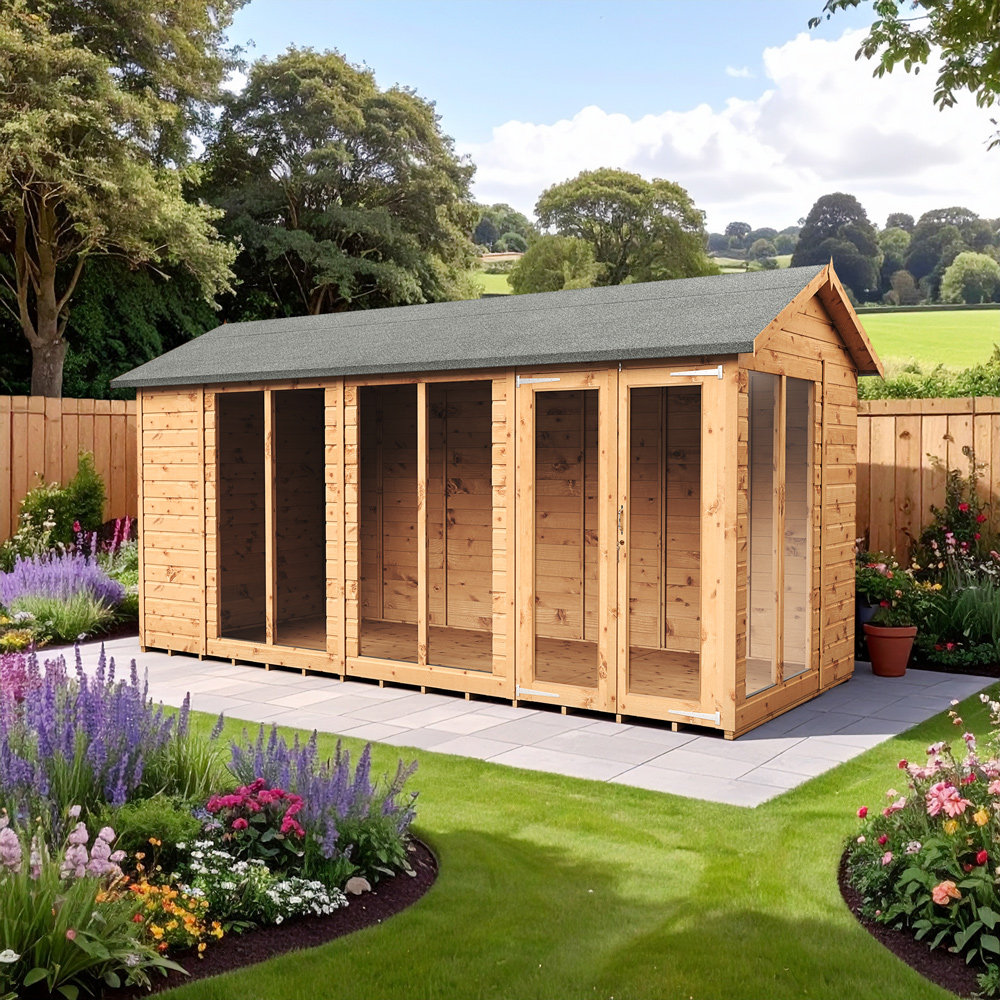 Empire Sheds 9x6ft Wooden Garden Shed - Pent Roof - Tongue & Groove Cladding - Green - Right Door - Image 4