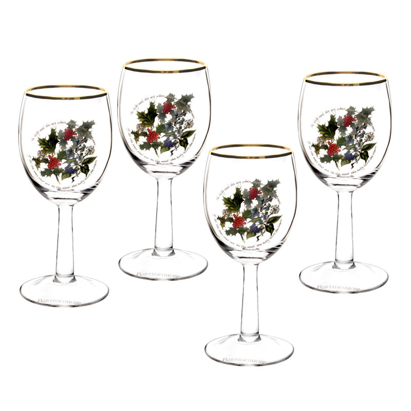 The Holly and the Ivy Wine Glasses