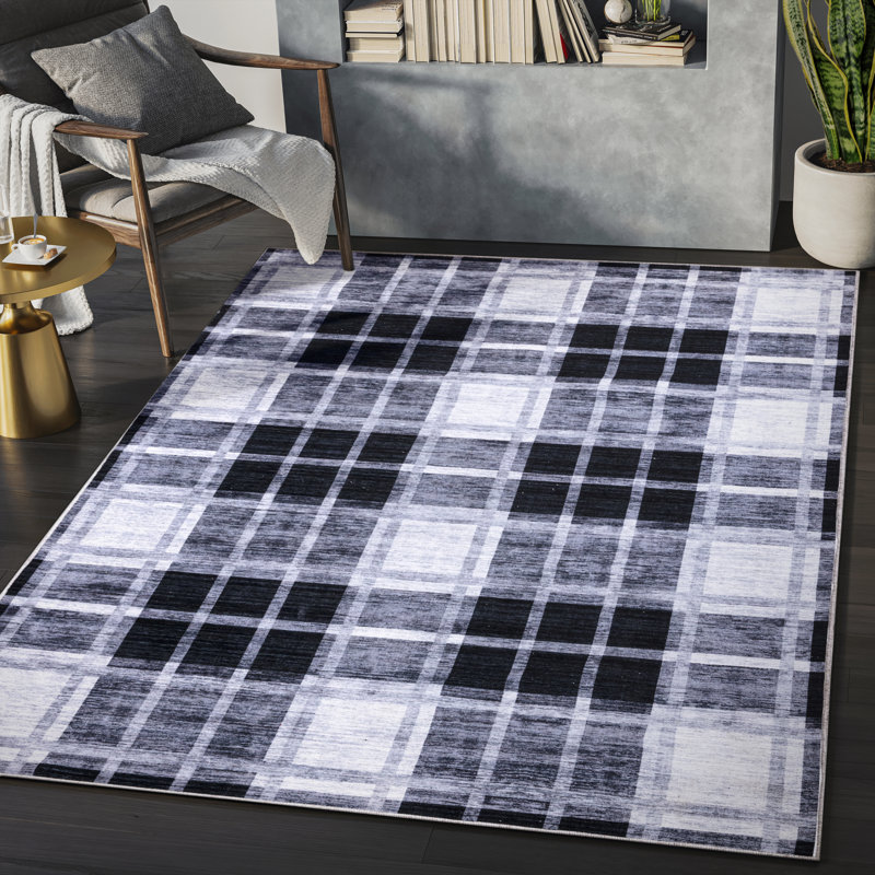 Tapis noir / blanc Liyan, Rectangle 7 pi 9 po x 10 pi 2 po