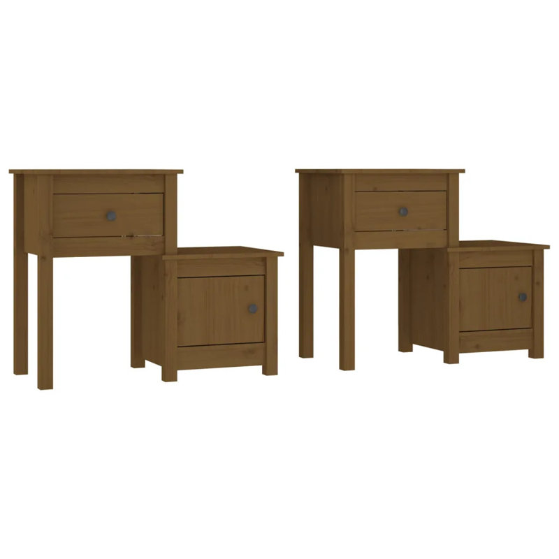 Bedside Cabinet 79,5x38x65,5 cm Solid Wood Pine, Honey Brown, Individual