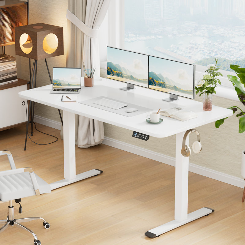 Putnam Height Adjustable Standing Desks, White, 48" H x 55.11" W x 23.62" D