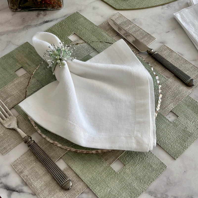 Celtic Vinyl Geometric Woven Placemat, Sage Granite