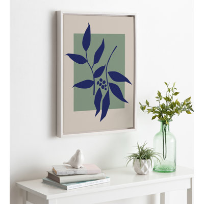 Colorful Retro Botanical Green and Blue by The Creative Bunch Studio Framed Canvas Wall Art Print