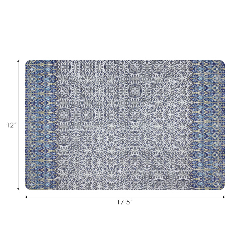 Iznik Pebbles 17.5" Vinyl Placemat, Blue