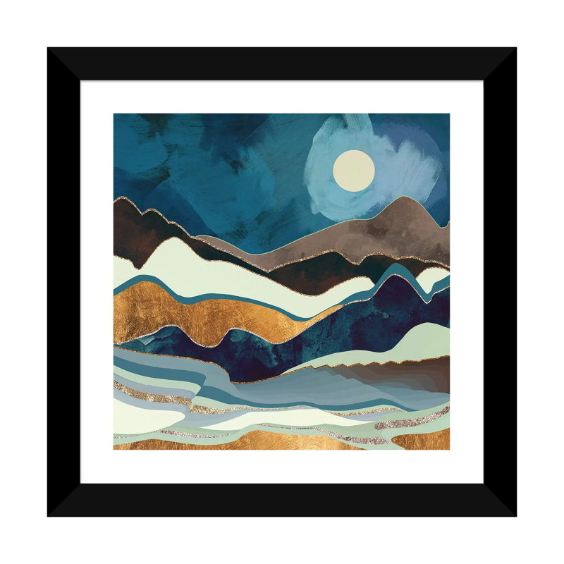 «Autumn Hills», reproduction d'impression, H 16 po x l 16 po x p 1 po, Papier encadré noir, Blanc