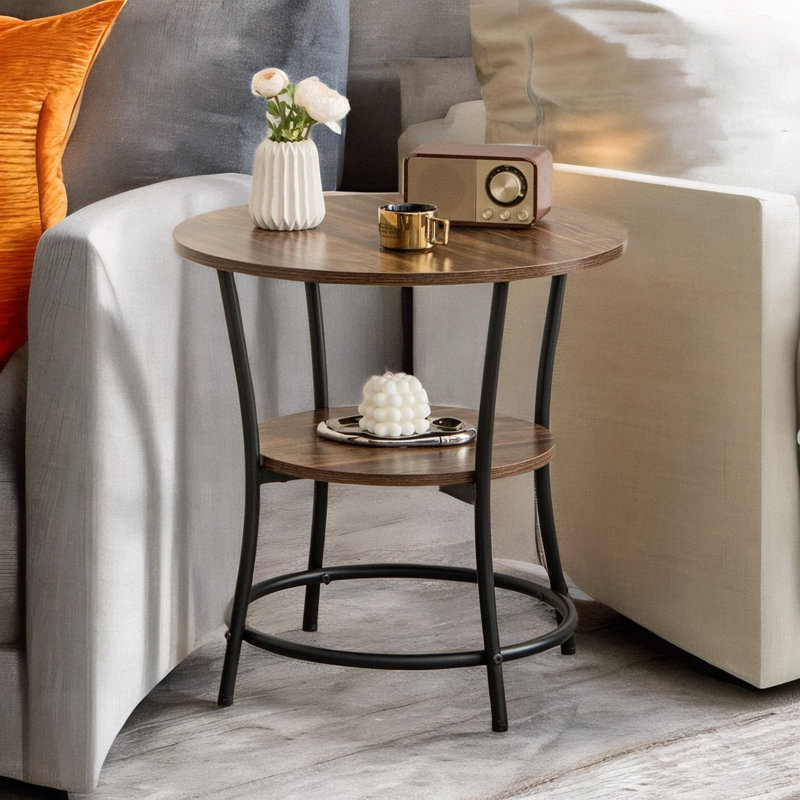 Sigli Round 2 Tier Side Table For Living Room 2 Tier End Sofa Accent Tables
