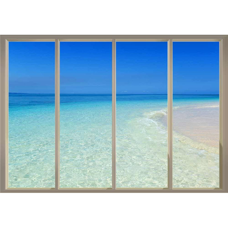 Panneau mural à 4 panneaux Tropical Beach, L 100 po x l 144 po