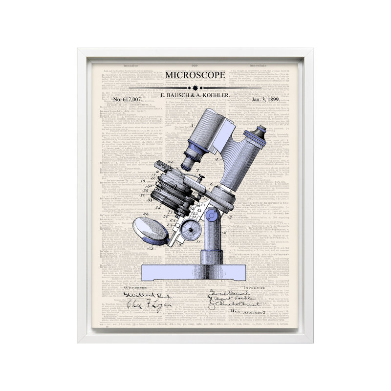 Microscope Blueprint No1, Canevas, Encadrement blanc, H 16 po x l 20 po