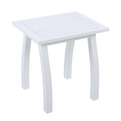 Acacia Wood Accent Side Table In White PU, Weather-Resistant Rectangular End Table For Patio, Garden, Lawn, And Living Room(White PU)