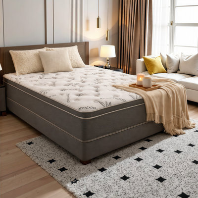 Matelas de refroidissement hybride de 10 pouces avec housse en bambou et ressorts de soutien pour l'isolation des mouvements