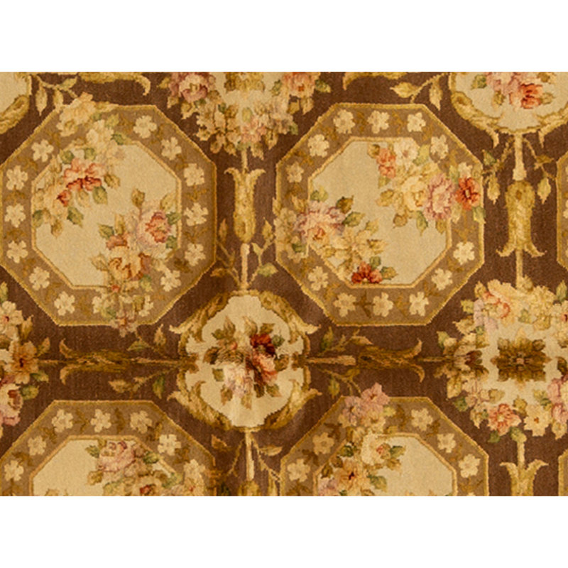 Tapis noisette et crème de haute qualité noué à la main