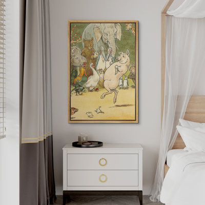 Whimsical Animal " Dancing Pig Farm Animals Nursery Room Decor " Print